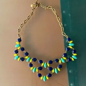 J. Crew Gold and Blue Floral Necklace